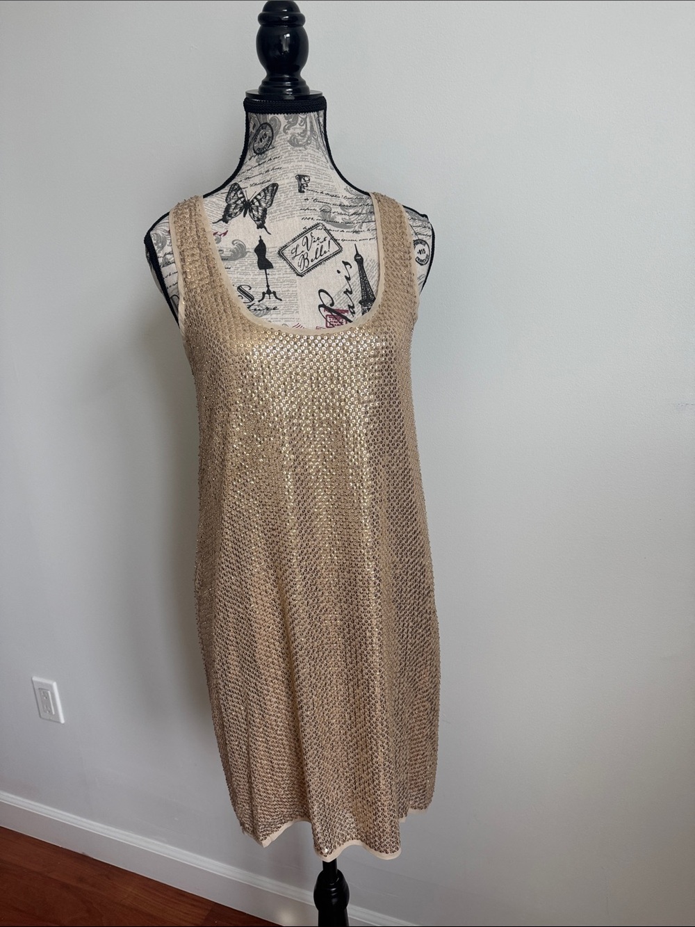 Diane Von Furstenberg Gold Sequin Pellina Dress Pencil Dress